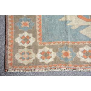 Tapis Kilim Turc Vintage 4.1X5.6 Ft Bleu Orange Patchwork Design Laine Matériau Latex pour Salon Couloir pour Adolescents - Product Image 5
