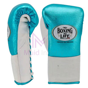 Handmade No Boxing No Life Boxing <b>Gloves</b> Metallic Blue Original Cowhide Leather Professional Boxing <b>Gloves</b> For Adults Training - Product Image 3