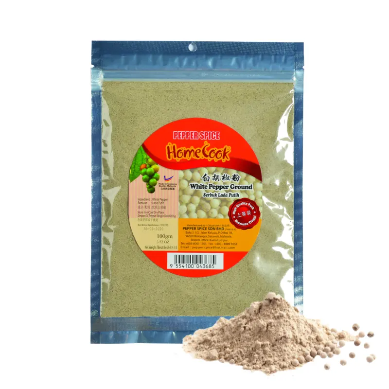 Highest Grade Pure Dried White Pepper Fine Ground Powder 100g White Pepper Extract Spicy Meat Rub Seasoning Powder Spices Herbs