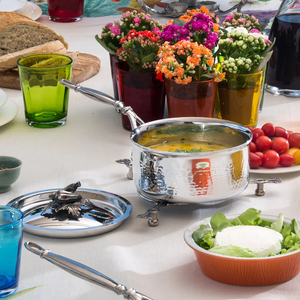 ชุดเครื่องครัวสแตนเลสสตีลทุบสุดหรู7ชิ้นคอลเลกชันดีไซเนอร์พร้อมที่จับและฝาปิดสำหรับตกแต่ง - Product Image 5