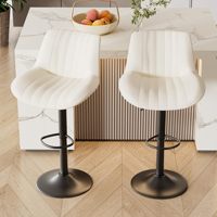 Tabourets de bar hauts de cuisine en velours de luxe rembourrés pivotants modernes réglables avec dossier et repose-pieds