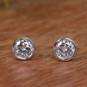 925 <b>Sterling</b> <b>Silver</b> Women's Simple Round Solitaire Diamond Earrings Single <b>Stud</b> Moissanite Pendant Pair Small Size - Product Image 6