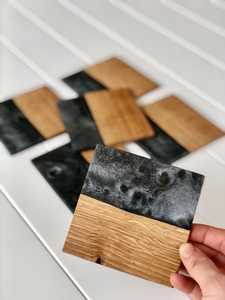 Beauté de la nature: sous-verres uniques en bois et résine époxy Élégance rustique: sous-verres en résine époxy en bois fabriqués à la main - Product Image 6