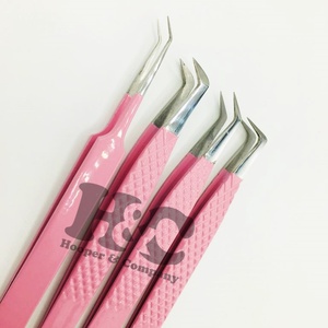 Nouvelle pince à épiler Logo personnalisé en acier inoxydable pointe inclinée pince à épiler Logo privé vison faux cils pince à épiler durable - Product Image 1