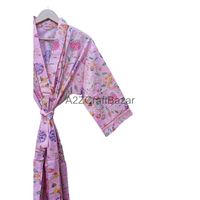 Robe de bain longue en coton 100% faite à la main en Inde, style bohème vintage pour femmes, imprimé floral, respirante, douce, col en V