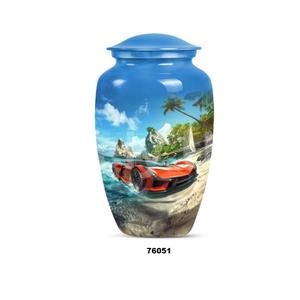 โกศใส่เถ้ากระดูกมนุษย์พร้อมฝาปิดถุงกำมะหยี่อลูมิเนียมขนาดใหญ่รูปปลาสีทองสวย - Product Image 3