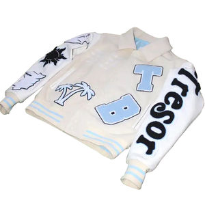 Fabricant de vestes Varsity Letterman pour hommes avec logos personnalisés brodés en cuir véritable et design à manches longues - Product Image 4