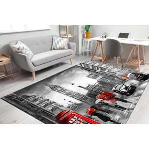 Alfombras con Diseño de Cabina Telefónica de Londres, Alfombra de Cabina Telefónica Roja, Alfombra con Paisaje Urbano, Alfombra Suave con Pelo - Product Image 3