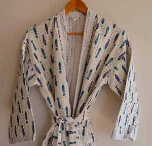 Bán Buôn Hot Thời Trang Dài Ăn Mặc Thẳng Mùa Hè Phụ Nữ Dresses Hoa In Dài 100% Kimono Boho Cho Người Phụ Nữ Cotton Cổ Điển