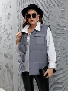 Chaleco acolchado de poliéster 100% para mujer, chaquetas informales con cremallera sin mangas, abrigo cálido de invierno - Product Image 5