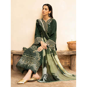 Chemise en mousseline de soie brodée IZEL-3PC avec dupatta et pantalon brodé pour le printemps/été - BIC-4628 - Product Image 1