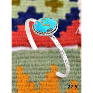 Southwest Handmade No.8 Turquoise & Sterling <b>Silver</b> <b>Cuff</b> <b>Bracelet</b> Cultural Collectible Jewelry - Product Image 2
