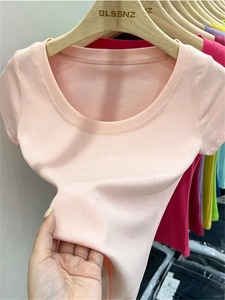 เสื้อยืดผู้หญิงฤดูร้อนเซ็กซี่ทรงเข้ารูปสไตล์เกาหลีลำลองแขนสั้นแฟชั่น Y2K เสื้อผ้าผู้หญิง - Product Image 6