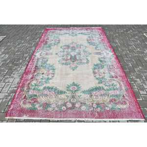 Vintage Turkish Rug 5.6x9.1 ft, <b>Red</b> Large Animal Print <b>Wool</b> Rug - Product Image 1