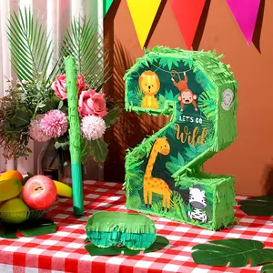 Pinata digitale animale della giungla 0-9 forniture per celebrazione della prima festa di compleanno a tema Zoo Pinata