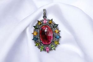 Argent Sterling 925 Naturel Bio Tourmaline Tranche Facettes Coupe Pierre Pendentif À La Main Rose Tourmaline Pendentifs - Product Image 3