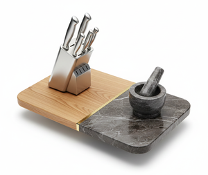 Planche à découper en bois et marbre de luxe pour la cuisine, durable, pour la préparation des aliments, avec poignée en bois naturel, épaisseur 1,3 cm, rectangulaire - Product Image 5