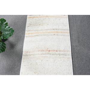 Tapis en laine turque moderne vintage 18x9ft blanc sur blanc tissage plat patchwork design pour décorations de salon avec support en latex - Product Image 5