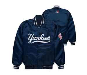 Nom et numéro d'équipe personnalisés Veste bombardier en satin Veste de baseball en satin brodé par lot Collage pour hommes quantité minimale de commande bas - Product Image 1