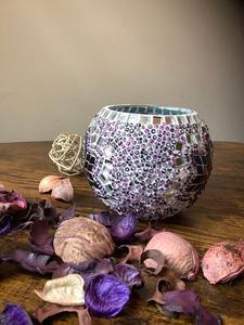 Porte-bougie en cire d'abeille mosaïque artisanale colorée, forme de fleur, style moderne, très parfumé, fait main, décoration intérieure, utilisation en intérieur - Product Image 2