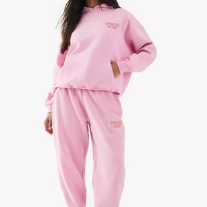 Conjunto de sudadera con capucha y Jogger para mujer hecho a medida, conjunto de chándal de 2 piezas de algodón orgánico 100% para mujer - Product Image 1