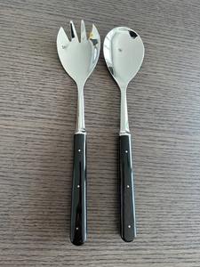 Service à salade en métal de qualité supérieure avec manche en bois, ustensile de service moderne, vaisselle de cuisine, cadeau - Product Image 2