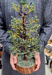 Escultura Decorativa para el Hogar de Feng Shui con Árbol de Piedras Preciosas Hechas a Mano de Primera Calidad, 1000 Virutas de Jade Verde, Tacto Real de Hada - Product Image 3