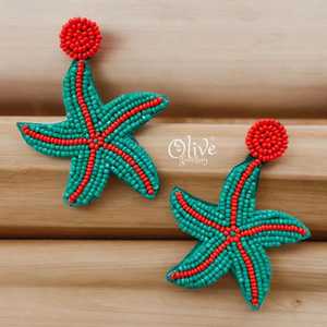 Boucles d'oreilles brodées de perles complexes - Product Image 5