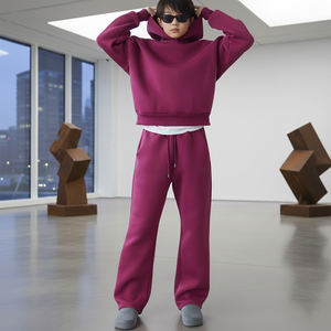 Ensemble de survêtement unisexe streetwear d'hiver, sweat-shirt ample et pantalon de survêtement pour hommes, haute qualité, 100% coton molletonné, surdimensionné, respirant - Product Image 1