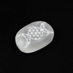 Cristal de piedra curativa natural 7 Chakra símbolo selenita conjunto pulido siete Chakras losa de selenita para Decoración - Product Image 2