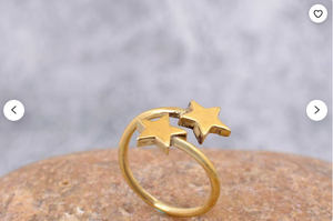 Trendy Super Celestial Star <b>Ring</b> <b>Dainty</b> Brass <b>Ring</b> for Women 18K Gold Plated Minimalist Double Star Band for Wholesale OEM ODM - Product Image 3