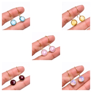 Garnet Faceted Gemstone <b>Drop</b> Bezel <b>Earrings</b> Jewelry 925 <b>Silver</b> Wholesale Dangle 8 MM Stone <b>Earrings</b> - Pyramid Jewelry - Product Image 3