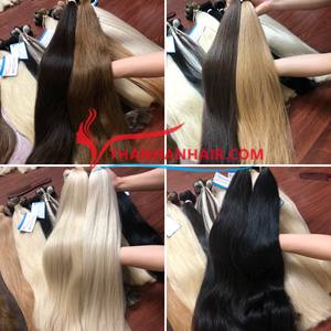 Vente en gros d'extensions de cheveux vietnamiens lisses naturels de trame de cheveux 100% doublement étirés de couleur personnalisée - Product Image 2