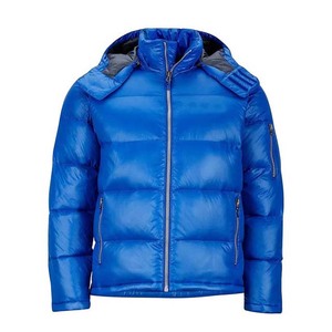 Vestes à capuche bouffantes bleues pour hommes imperméables coupe-vent personnalisables vêtements de rue Pakistan fermeture à glissière saison d'hiver - Product Image 1