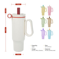 Gobelet de voyage réutilisable de 40 oz avec doublure en acier inoxydable 316, extérieur en acier inoxydable 304, isolation sous vide à double paroi, couvercle hermétique avec paille et poignée