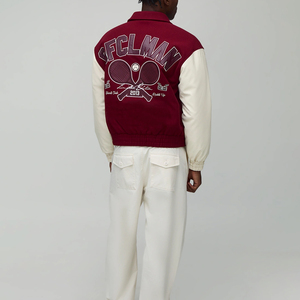 ผู้ผลิตเสื้อแจ็คเก็ตหนังปักคุณภาพสูงแบบกำหนดเองสำหรับผู้ชาย เสื้อแจ็คเก็ตเลตเตอร์แมน วาร์ซิตี้ - Product Image 3