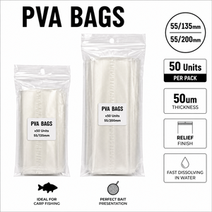 Sacs PVA 55x135mm 55x200mm 50 unités à dissolution rapide pour appâts de pêche, finition de soulagement, matériel de pêche à la carpe, mangeoire - Product Image 1