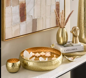 Bols et plateaux en métal modernes de luxe avec motif de plantes/fleurs pour la décoration intérieure salade fruits noix bols inde - Product Image 5