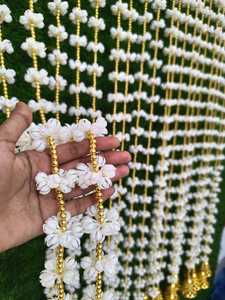 พวงมาลัยดอกจัสมินตูมเทียมพร้อมสายระฆังดอกไม้สำหรับตกแต่งดิวาลีแมนเดอร์งานแต่งงานพิธีขึ้นบ้านใหม่ตกแต่งตามเทศกาล - Product Image 4