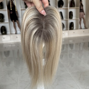 Topper per <span class=keywords><strong>capelli</strong></span> da donna in seta integrale, mini, biondo balayage, pronto per la spedizione, con <span class=keywords><strong>capelli</strong></span> europei vergini <span class=keywords><strong>bianchi</strong></span>, lisci, base mono, densità 130%-160% - Product Image 4
