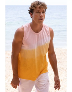Camiseta sin mangas de manga corta para hombre para verano 100% tela de punto de algodón con patrón estampado teñido con lazo - Product Image 1