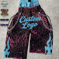 Pantalon de survêtement streetwear personnalisé avec logo, effet délavé à l'acide, vintage, imprimé léopard vieilli, style Y2K, chaîne heavy metal, double ceinture