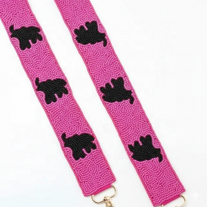 Correa de Bolso Deportiva con Cuentas de Elefante en Negro Carmesí y Dorado sobre Base de Algodón de glowin fashion - Product Image 2