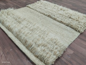 Alfombra con textura de lana gris Natural anudada a mano, corte geométrico de bucle alto, decoración moderna minimalista escandinava hecha a mano para el hogar - Product Image 6