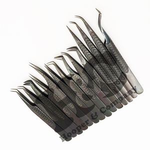 Pinzas de extensión de pestañas negras recién llegadas, pinzas de pestañas sostenibles, pinzas de etiqueta privada de acero inoxidable, embalaje de visón - Product Image 5