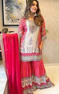 PANTALON DE TRAVAIL À BRODERIE EN TISSU VELOURS LOURD et FILET PAPILLON LOURD DUPATTA NOIR - Product Image 2