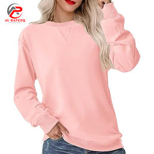 Femmes surdimensionné coton français éponge sweat solide goutte épaule col rond sweat Logo broderie Style décontracté pour l'hiver - Product Image 1