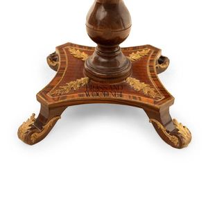Mesa de Entrada Redonda Clásica de Lujo con Incrustaciones de Latón y Madera - Product Image 6