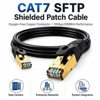 Cable de Conexión Ethernet Cat7 SFTP de 10 Gbps, Cobre Libre de Oxígeno, con Conector RJ45 Dorado para Centro de Datos de Alta Velocidad, Venta al Por Mayor