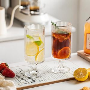 Verres à vin en forme de ballon vintage soufflés à la main, nouveau design, gobelets à côtes, 12 oz, verres à pied à rayures verticales pour cocktails et vin - Product Image 4